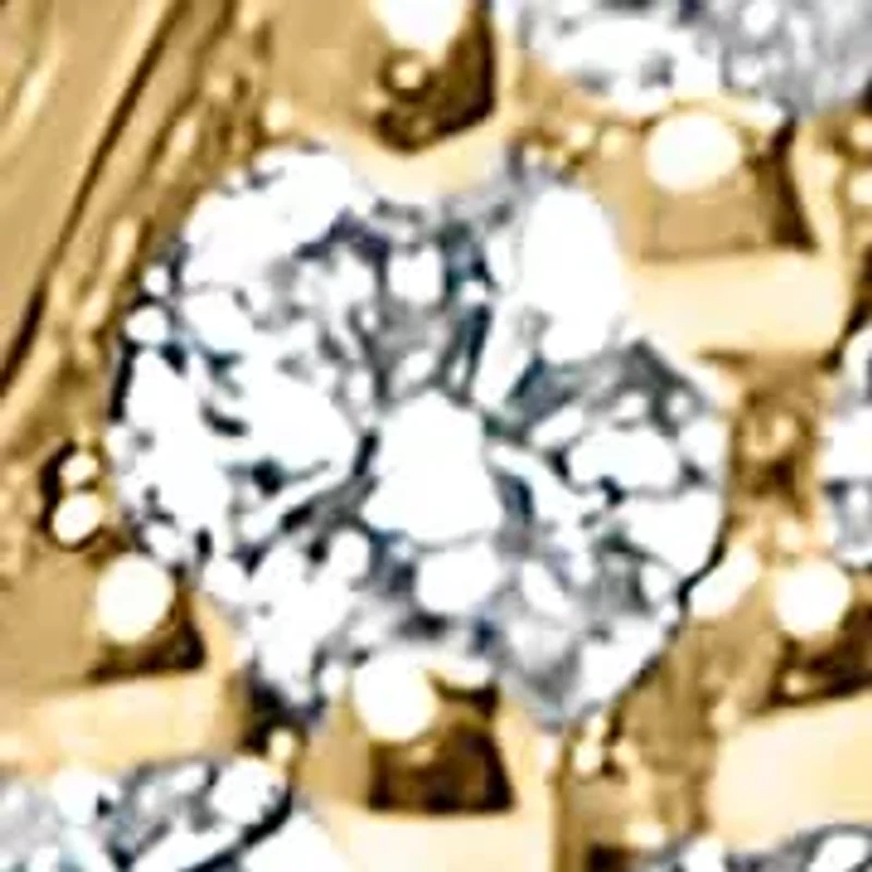 14K Yellow Gold 1/3 Cttw Diamond Criss Cross Huggie Hoop Earrings