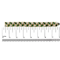 18K Gold 3 1/4 Ctw Diamond & Green Enamel Gold Textured Bracelet
