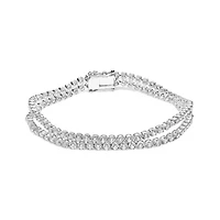 18K White Gold 5 3/5 Ctw Diamond Double Row Link Tennis Bracelet