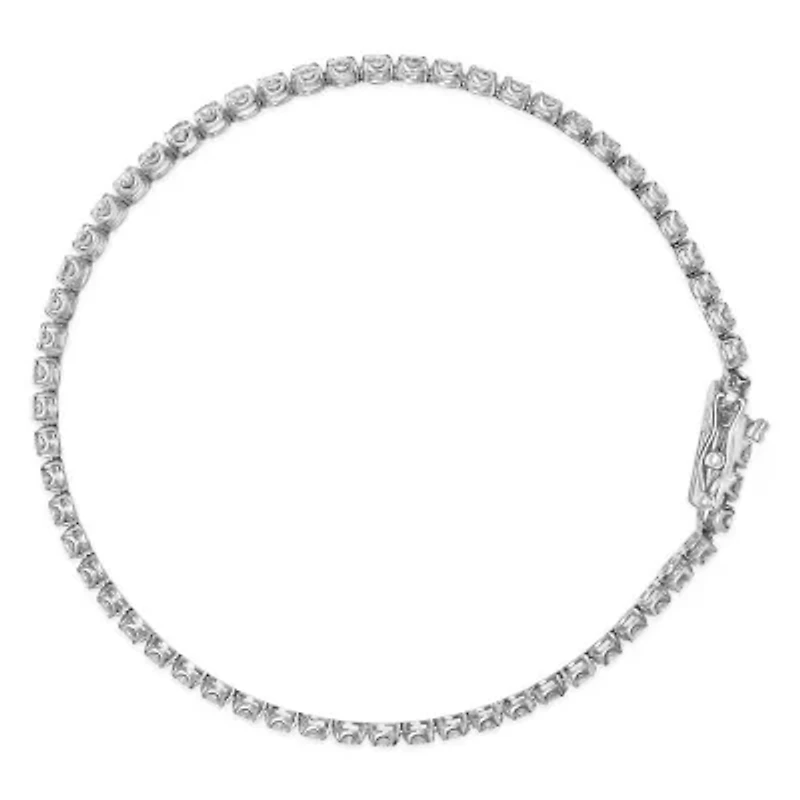 18K White Gold 5 3/5 Ctw Diamond Double Row Link Tennis Bracelet