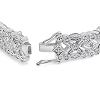 18K White Gold 3 3/4 Cttw Diamond Art Deco Link Bracelet