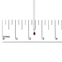 10K White Gold 5x3mm Red Garnet and Diamond Accent Halo Oval Shape Pendant Necklace