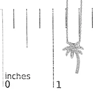 .925 Sterling Silver Diamond Accent Palm Tree Pendant Necklace - 18" Inches