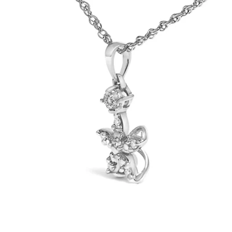Silver Diamond Accent Flower Pendant Necklace