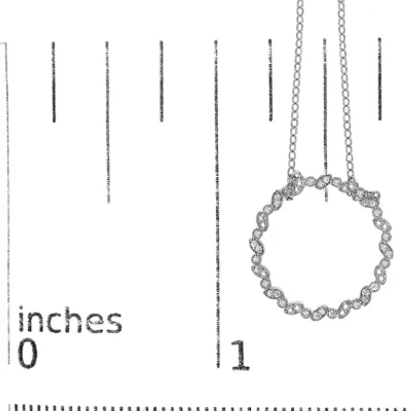 Lab Created Silver 1/7 Cttw Lab Grown Diamond Beaded Love Circle Pendant Necklace