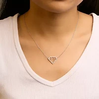 Lab Created Silver 1/7 Cttw Lab Grown Diamond Diamond Shaped Pendant Necklace