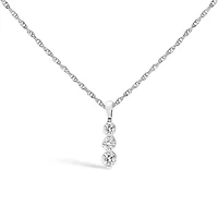 Lab Created Silver 1/7 Cttw Lab Grown Diamond Three Stone Diamond Pendant Necklace - 18" Inches