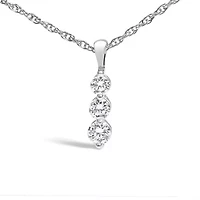 Lab Created Silver 1/7 Cttw Lab Grown Diamond Three Stone Diamond Pendant Necklace - 18" Inches