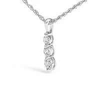 Lab Created Silver 1/7 Cttw Lab Grown Diamond Three Stone Diamond Pendant Necklace - 18" Inches