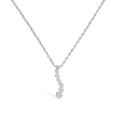 Lab Created Silver 1/4 Cttw Lab Grown Diamond Journey Pendant Necklace