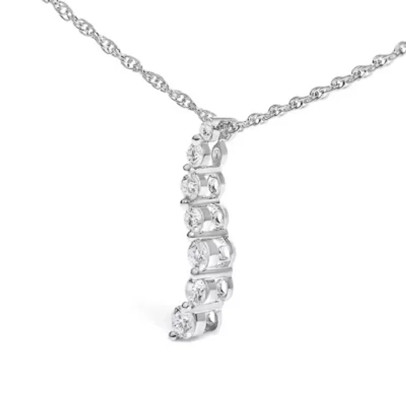 Lab Created Silver 1/4 Cttw Lab Grown Diamond Journey Pendant Necklace