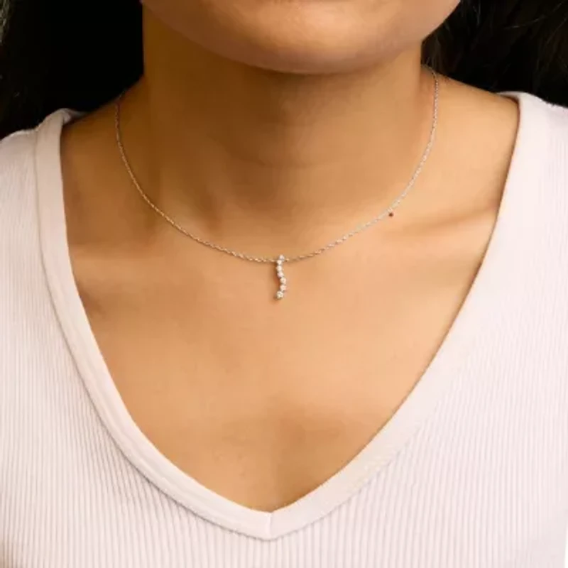Lab Created Silver 1/4 Cttw Lab Grown Diamond Journey Pendant Necklace