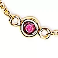 14K Yellow Gold Alternating Red Ruby and White Diamond Bezel Station Chain Bracelet