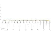 14K Yellow Gold Alternating Red Ruby and White Diamond Bezel Station Chain Bracelet