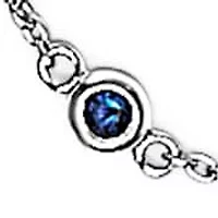14K White Gold Alternating Blue Sapphire and White Diamond Bezel Station Chain Bracelet