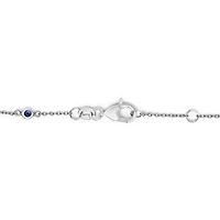14K White Gold Alternating Blue Sapphire and White Diamond Bezel Station Chain Bracelet