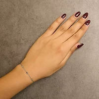 14K White Gold Alternating Blue Sapphire and White Diamond Bezel Station Chain Bracelet