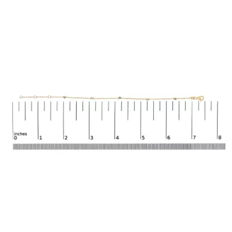14K Yellow Gold Alternating Green Emerald and Diamond Bezel Station Chain Bracelet