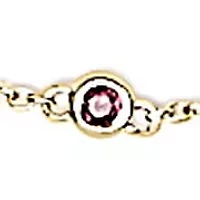 14K Yellow Gold Alternating Red Ruby and White Diamond Bezel Station Chain Bracelet