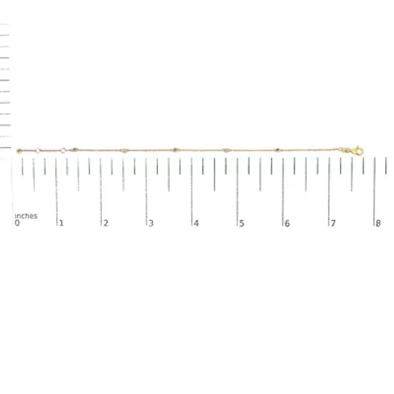 14K Yellow Gold Alternating Red Ruby and White Diamond Bezel Station Chain Bracelet