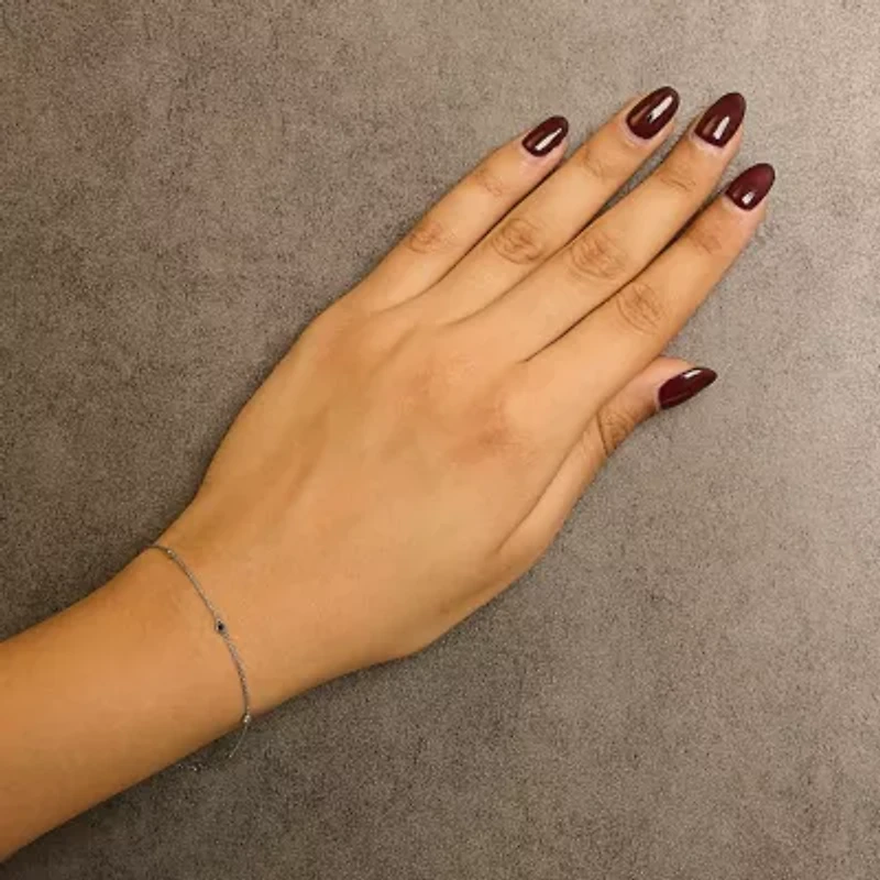 14K White Gold Alternating Blue Sapphire and Diamond Bezel Station Chain Bracelet