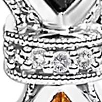 .925 Sterling Silver Marquise Black Onyx, Orange Citrine, and Diamond Accent Lariat