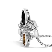 .925 Sterling Silver Marquise Black Onyx, Orange Citrine, and Diamond Accent Lariat