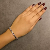 Silver Oval Purple Amethyst and Diamond Infinity Link Bracelet - 7" Inches
