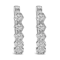 14K Gold 1/2 Ct Diamond Earring Zig-Zagging Geometric Hoop Earrings