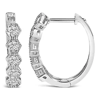 14K Gold 1/2 Ct Diamond Earring Zig-Zagging Geometric Hoop Earrings
