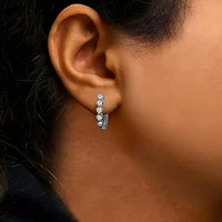 14K Gold 1/2 Ct Diamond Earring Zig-Zagging Geometric Hoop Earrings