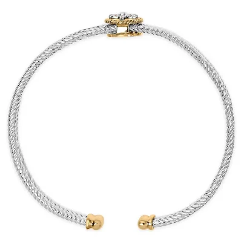 18K Yellow Gold over Silver Diamond Accent Dragonfly Medallion Bangle Bracelet