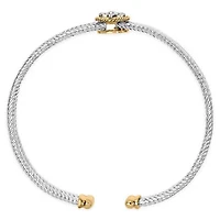 18K Yellow Gold over Silver Diamond Accent Dragonfly Medallion Bangle Bracelet