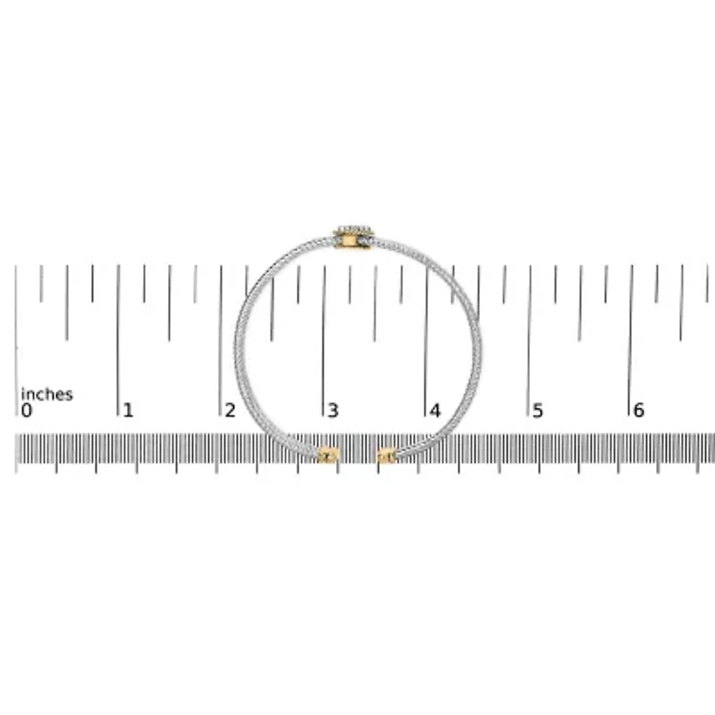 18K Yellow Gold over Silver Diamond Accent Dragonfly Medallion Bangle Bracelet