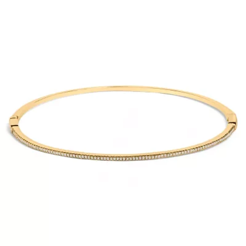14K Yellow Gold 1/3 Cttw Diamond Half Eternity Bangle Bracelet