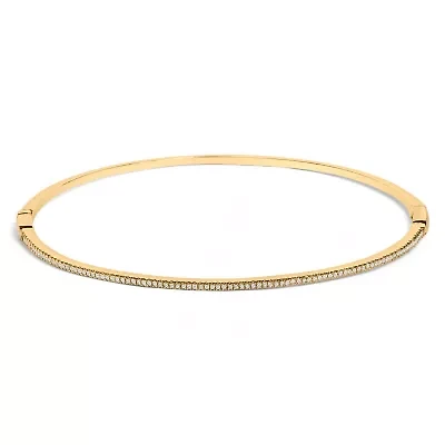 14K Yellow Gold 1/3 Cttw Diamond Half Eternity Bangle Bracelet