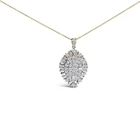 14K White and Yellow Gold 2.00 Cttw Diamond Cluster Pear Shaped Pendant Necklace