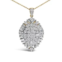 14K White and Yellow Gold 2.00 Cttw Diamond Cluster Pear Shaped Pendant Necklace