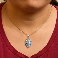 14K White and Yellow Gold 2.00 Cttw Diamond Cluster Pear Shaped Pendant Necklace