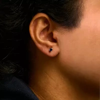 14K Yellow Gold 5x3 MM Oval Blue Sapphire Solitaire Stud Earrings
