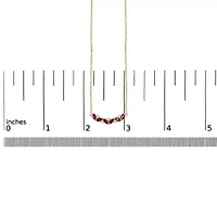 14K Yellow Gold Red Ruby and Diamond Trio Bar Line Necklace - 18 inch