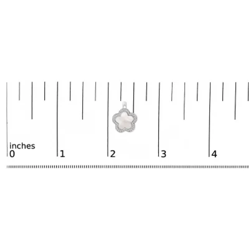 14K White Gold Mother of Pearl and 1/5 Cttw Diamond Halo Star Stud Earrings