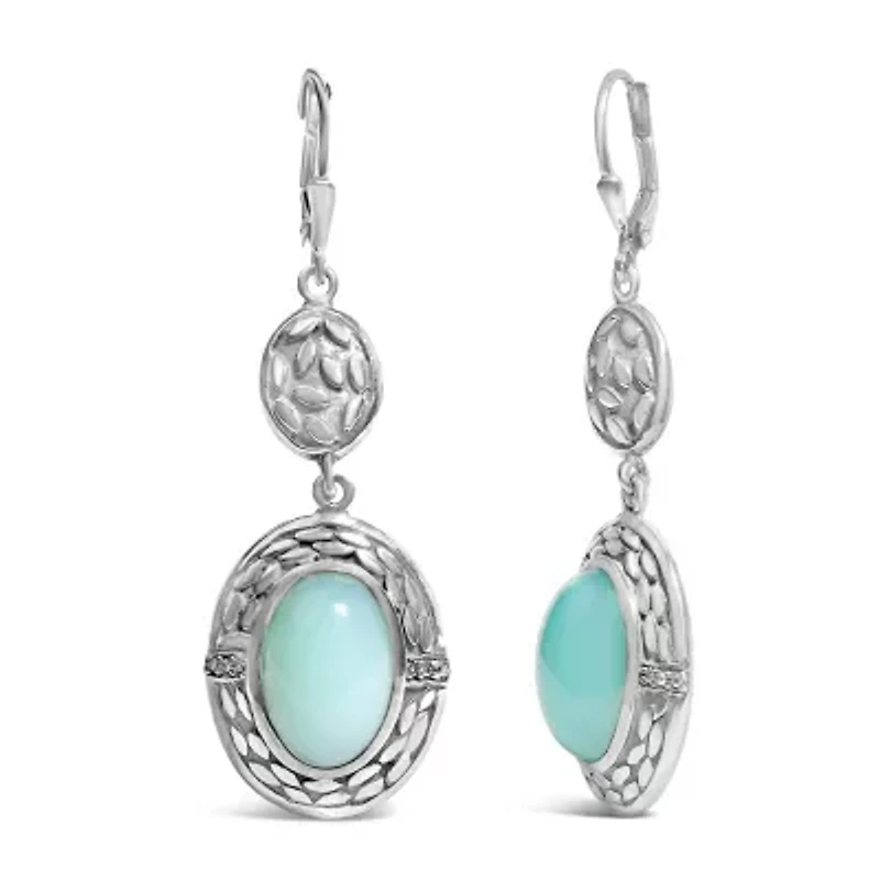 Silver Chalcedony Diamond Accent Drop and Dangle Earring