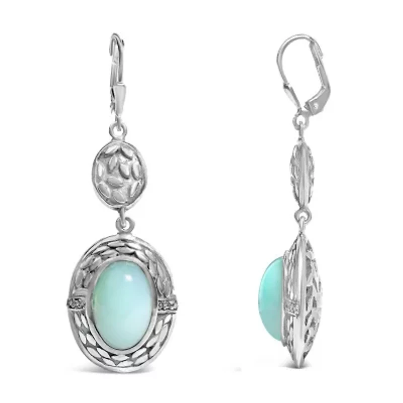 Silver Chalcedony Diamond Accent Drop and Dangle Earring