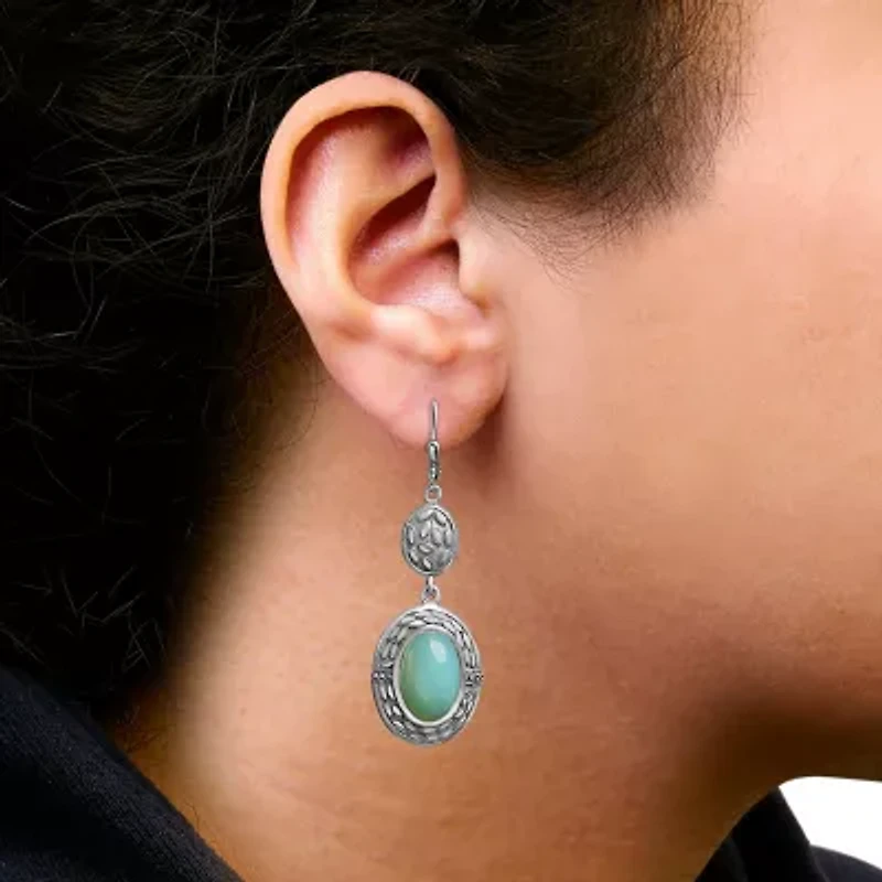 Silver Chalcedony Diamond Accent Drop and Dangle Earring
