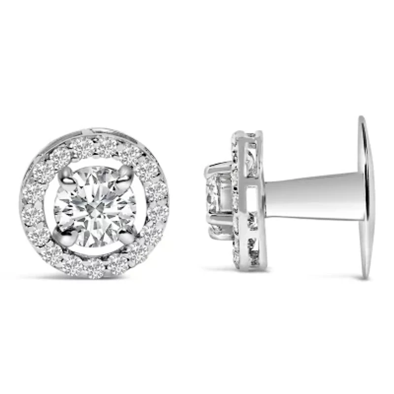 Lab Created Men's 14K White Gold 1 3/4 Cttw Lab Grown Diamond Halo Cufflink