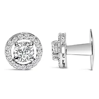 Lab Created Men's 14K White Gold 1 3/4 Cttw Lab Grown Diamond Halo Cufflink