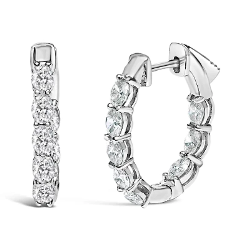 Lab Created 14K White Gold 2 3/4 Cttw Lab Grown Diamond Inside Out Hoop Earrings