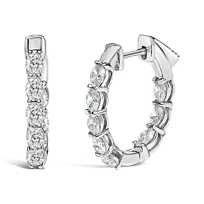 Lab Created 14K White Gold 2 3/4 Cttw Lab Grown Diamond Inside Out Hoop Earrings
