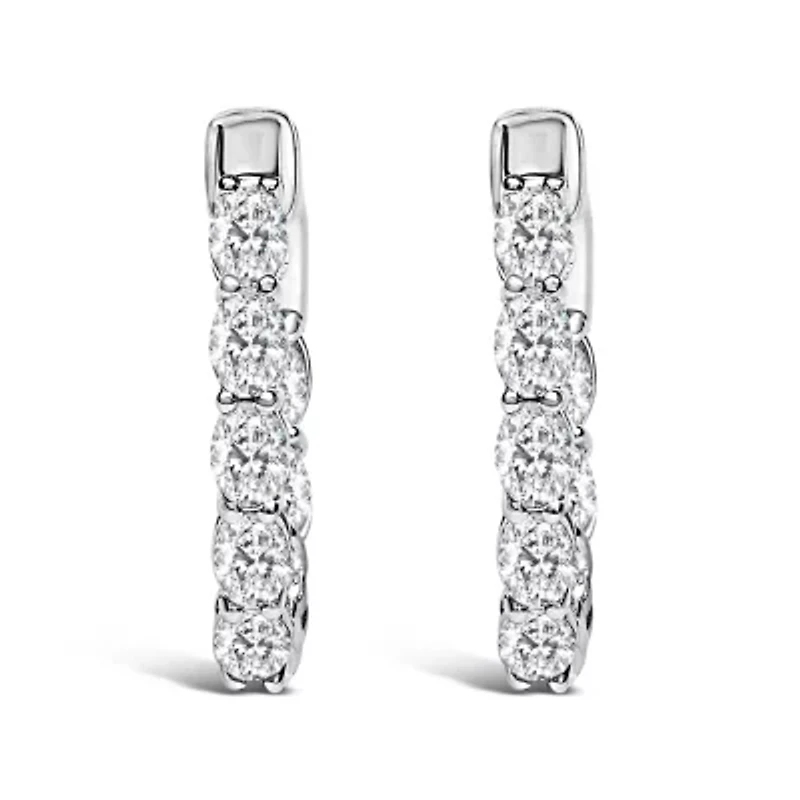 Lab Created 14K White Gold 2 3/4 Cttw Lab Grown Diamond Inside Out Hoop Earrings